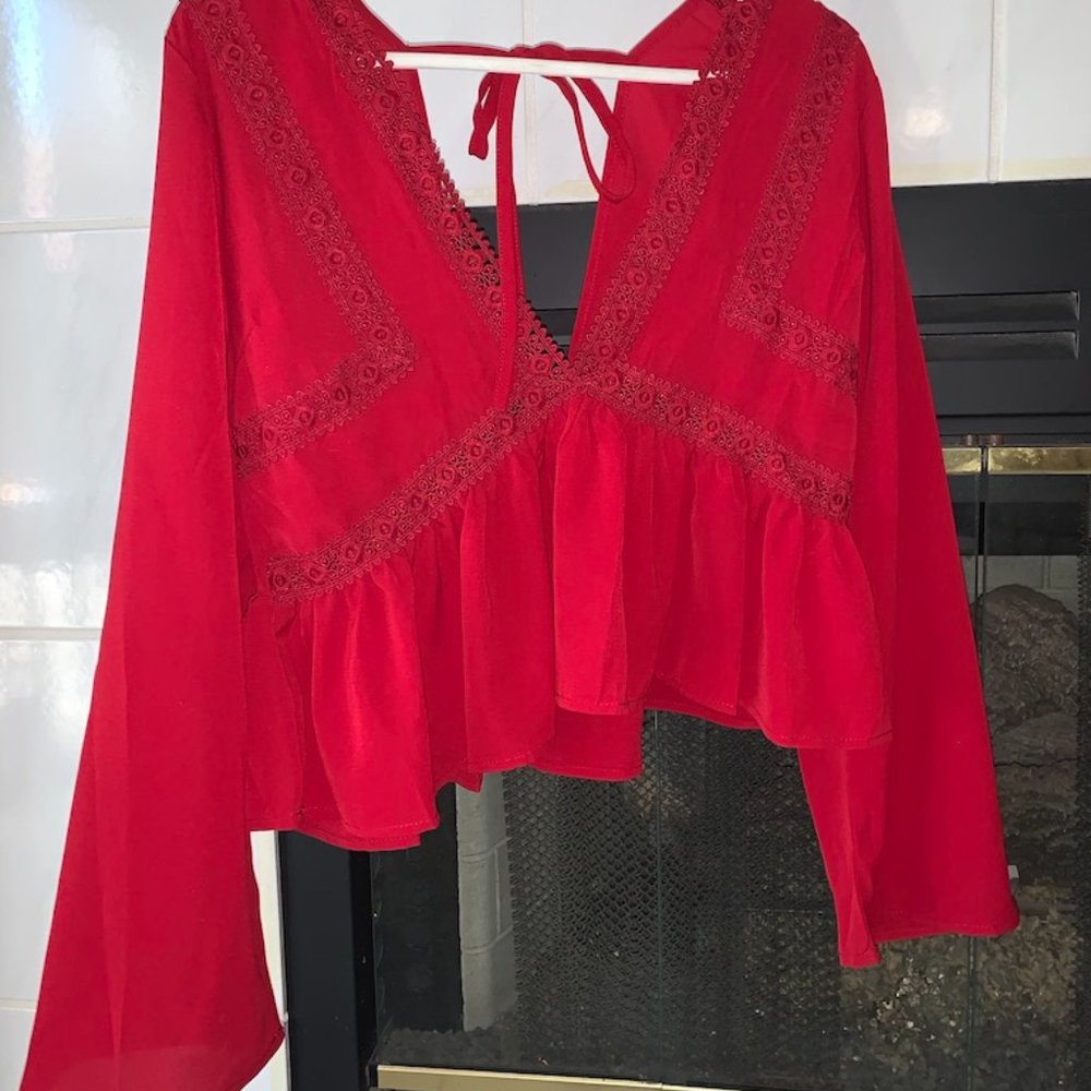 Red cropped blouse